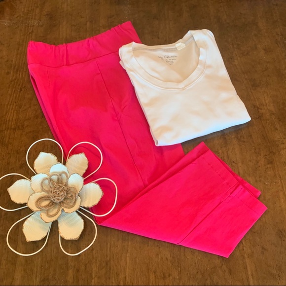 Style-Rite Pants - STYLE-RITE  I  Hot Pink Pull-on Cropped Pants NWOT